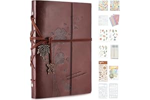 TUSINA HAUSPROFI Leder Selbstgestalten Fotoalbum Scrapbook Album Leder 27.5x20.5cm DIY Fotobuch Set 80 Schwarze Seiten für Geburtstagsgeschenk, Weihnachten, Abschluss Geschenk, Hochzeitstagsgeschenk