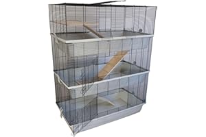 PETGARD Kleintier-Käfig Carlos Sky - XXL Hasen-Käfig - 3-stöckiges Nager-Haus - Hamsterkäfig mit Holzleitern - Mäusekäfig 98 x 52 x 129 cm
