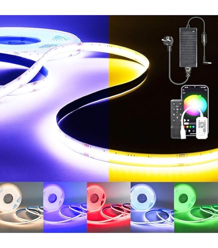 FCOB COB RGBNW LED-strip Flexibel Hoge Dichtheid FCOB RGBNW (4000K) 5M 896LEDs/m DC24V 12mm Breed CRI90 IP30 Niet waterdicht Meerkleurig Dimbaar voor Decoratie (Geen voeding en controller inbegrepen