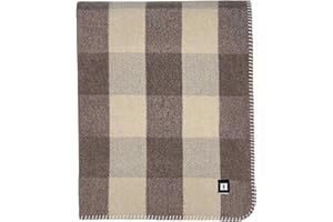 EKTOS 90% Wool Plaid Blanket, 90" x 66", Fire Pit Blankets, Camping Blankets for Cold Weather (Brown)