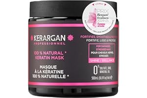 Kerargan - Masque Capillaire Ultra Réparateur à la Kératine 500ml pour Cheveux Abîmés et Stressés - Fortifie, lisse et protège - Sans Sulfate, OGM, Huile Minérale
