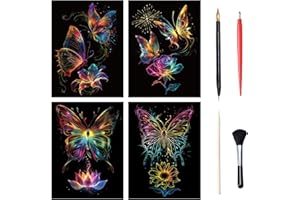 NICEIN 4pcs Dessin Gratter Pour Enfants, Carte à Gratter Enfant Surprise Magic, D'Art Et D'Artisanat Feuille Dessin Enfant Pour NoëL Cadeau D'Anniversaire (4)