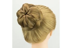 IMISSU Moño Bailarina Trenzado Postizos de rosquilla para cubrir el cabello Moño para el cabello Scrunchie Peluca Updo para mujer (M1 Mezcla Cobre)