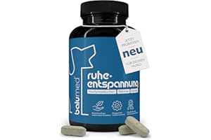 ‎BALUMED balumed® 120 Ruhe+Entspannung Tabletten für Hunde bei Angst und Stress mit Hanfpresskuchen, Hanföl kaltgepr., Magnesium, Baldrian, Kamille, Hopfen