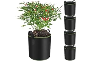 Enbagold Grow Bags for Vegetables, 5 Pack 40L Black Round Fabric Pots with Handles