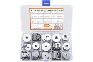 QIWUHAI Komplet 230 płaskich podkładek ze stali nierdzewnej, zestaw z pierścieniami zaciskowymi, metalowe podkładki i nakrętki, 15 rozmiarów M3/M4/M5/M6/M8/M10/M12