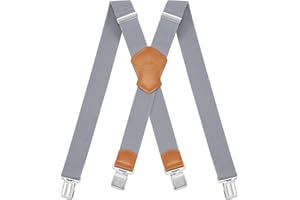 Dresime Bretelle da Uomo per pantaloni con 4 clip forti 4 cm di larghezza, per Uomini e Donne Grandi e alti Larghezza Regolabile di Elastiche e Forma a X Elastica