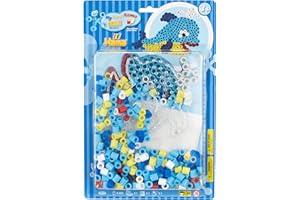 ‎HAMA PERLEN Hama Perlen 8932 Set Wal mit ca. 250 bunten Maxi Bügelperlen mit Durchmesser 10 mm, Stiftplatte in transparent, inkl. Bügelpapier, kreativer Bastelspaß für Groß und Klein, bunt