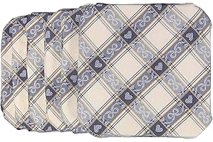 CASA TESSILE Cuscino sedia cucina sfoderabile modello alette DAMA anche per sedie da esterno - BLU, Set 6 pcs