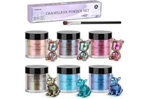 DYESMEE Chameleon Powder – Cambio colore polvere mica per resina epossidica – 6 colori polvere di cromo pigmento per tumbler, nail art, pittura, muco, produzione di sapone, candele
