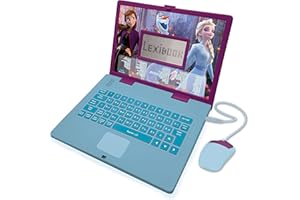 Lexibook Ordenador portátil Educativo y bilingüe árabe/inglés-Juguete para niños 124 Actividades, Aprender Juego y música con Frozen-Morado/Azul (JC598FZi13)
