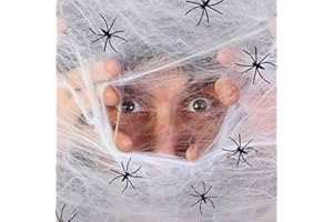 JAOUCUE Spinnennetz Halloween, Spinnennetz Deko mit 80g Spinnennetz und 30 Spinnen, Deko Halloween für Indoor Tischdekoration Halloween Party Tür und Fenster Karneval Garten Horror Deko Outdoor