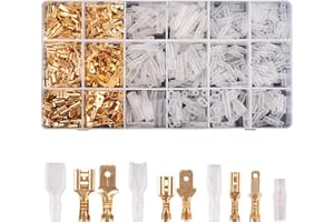 Kinstecks ​​600PCS 2.8mm 4.8mm 6.3mm Terminali a Crimpare Kit maschio e femmina con manicotto isolante Kit di assortimento per fai da te Moto Auto Veicoli Barche Strumenti elettrici