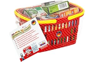 Theo Klein 7218 Cestino della spesa I Pieno di prodotti tedeschi per il negozio I Giocattolo per bambini dai 2 anni in su