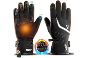 Vilico Gants Vélo Hiver, Gants Imperméables Homme, Gants Femme Hiver Chaud, Résistant aux Chocs du Vent, Antidérapant, Écran Tactile, Gants Chauds de Ski d’Hiver, Randonnée, Course à Pied, Pêche