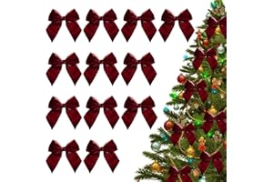 Schleifen Weihnachtsbaum Deko, 12 Stück Rote Schleifen Weihnachten, Weihnachtsschleifen Samt, Weihnachtsbaum Deko Schleifen Samtschleifen, Weihnachtsbaum Schleifen für Weihnachtsbaumschmuck (Rot B)