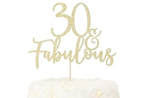 LOVENJOY Decoration Gateau Anniversaire 30 Ans Paillettes Dorées 30& Fabulous Cake Topper Happy 30th Birthday Deco Gateau Pour Décoration 30e Fête D'anniversaire