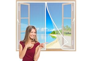 TOPZXL Rideau Fenetre Anti Store Moustiquaire 120x130 cm Moustiquaire sur Mesure de Fenetre Facile à Installer sans Percer Fenetres De Balcon Fenetres Coulissantes Blanc Z