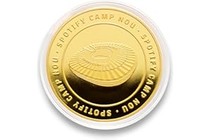 MOCIWORLD FC Barcelona - Moneda edición Especial con Escudo y Grabado del Estadio Spotify Camp NOU - Coleccionable - Dorada - Producto Oficial