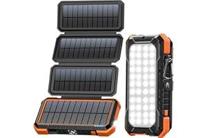 BLAVOR Solar Powerbank 20000mAh Solarladegerät mit 4 Solarpanel und USB C Ausgängen PD 18W Schnellladung Externer Akku Tragbares Ladegerät für Outdoor Camping, Wandern Powerbank für Handy Tablet