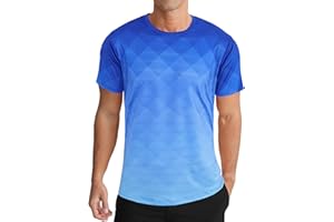 APTRO Camiseta Deportiva para Hombre con Diseño Degradado, Manga Corta, Tejido Elástico y Transpirable para Deportes