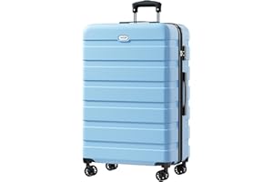 AnyZip Valigia Grande PC ABS Rigida e Leggero con Chiusura TSA e 4 Ruote Doppie Girevol （M-L-XL-Set）(Azzurro,XL)