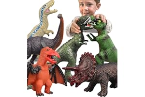 Gzsbaby 6 Piece Jumbo Dinosaur Toys for Kids and Toddlers 3-5, Large Soft Figures for Dinosaur Lovers - Perfect Party Favors, Birthday Gifts