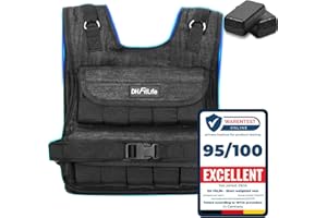 ‎DH FITLIFE DH FitLife Regulowana kamizelka obciążeniowa 20 kg, kompaktowa i stabilna, do budowy mięśni i treningu siłowego, kamizelka do biegania dla kobiet i mężczyzn, kamizelka treningowa