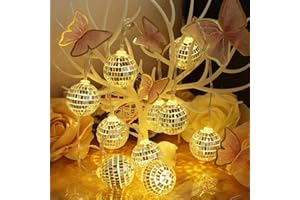 Morofme Lot de 10 boules disco LED - Guirlande lumineuse argentée - Miroir suspendu - Mini boules disco - Ornements d'arbre - Lampe de Noël pour les vacances, le mur, la fenêtre, l'intérieur - Fête