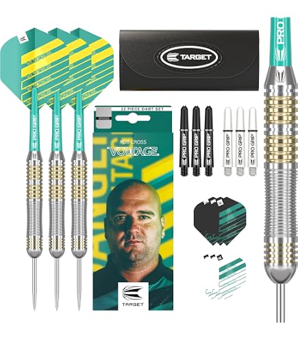 Fléchettes Josh Rock Steel Tip 22g - Set Complet Brass Darts Avec Shafts Et Flights Pro Grip, Édition Player PDC