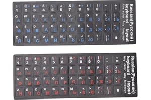 GOWENIC 2 szt. Rosyjskie Naklejki na klawiaturę, Naklejki na wymianę Liter na Klawiaturze, Wodoodporne Kolorowe Naklejki na 10-17 Klawiatury do Laptopów i Klawiatury Komputerowe (1 niebieski 1 czerwony)