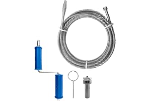 GYHMTOO Espiral de limpieza de tuberías de 5 m de diámetro, 10 mm de diámetro, espiral para limpieza de tuberías, espiral con adaptadores eléctricos y manuales para inodoros, desatascador de desagües,