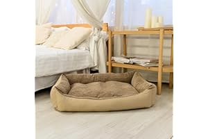 Odolplusz XXL Hundebett für große Hunde – Hundekissen – Hundebett Ergonomisches Hundesofa (Beige aus Cord, L 100 x B 70 x H 19 cm)