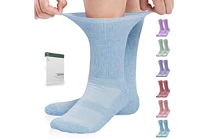 Bulinlulu Diabetic Socks with Grippers or without Grippers for Women&Men-6 Pairs Bamboo Non Binding Diabetic Crew Socks