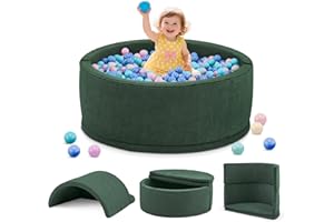 Aunekiv Bällebad ohne Bälle für Baby ab 1 Jahr, 7-in-1 Multifunktionales Schaumstoff Bällepool Ballgruben Kinder, Grün