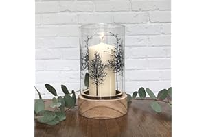 CAROUSEL HOME AND GIFTS Beautiful Tree Design Decorative Tealight Candle Holder | Glass Cylinder Tea Light Holders | Candle Lanterns 19cm
