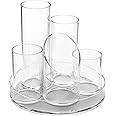 OSCO Clear Acrylic 5 Tube Pen Pot | Desk Tidy | Pencil Holder | Office Organiser | Makeup Storage | Cosmetic Display | Stationery Sorter | H14.5 x W16 x D16 cm |