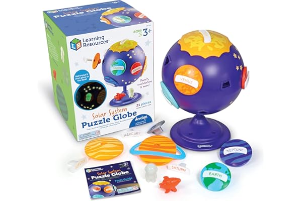 Learning Resources Globe Puzzle du système Solaire, Jouets STEM pour Enfants, décor de l’Espace, Jouet éducatif, 21 pièces, à partir de 3 Ans