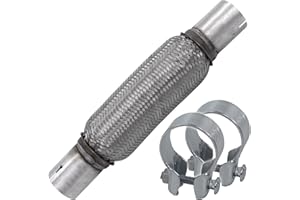 PGONA BESTPRICE 1x Flexrohr Auspuffrohr mit Anschlußrohren 45 x 200 Inner braid; 2x Montageschelle