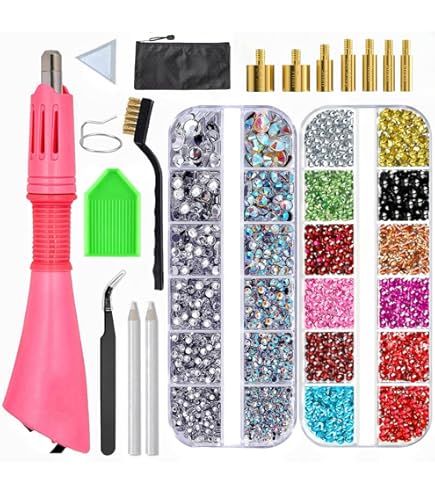 Kit 4800 Strass Hotfix AB Con Pinzette E Applicatore - 6 Misure Diverse Per Tessuti, Abbigliamento, Scarpe E Jeans - 2 Scatole - 2