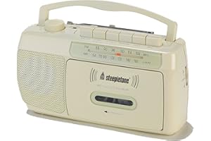 Steepletone SCR209 Portable MW-FM Radio Cassette Tape Player Recorder with Built In Microphone/Battery/Mains Powered - Cream