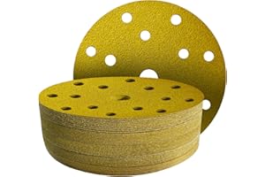 GZKTY 50 Pezzi Dischi Abrasivi 150mm, Grana 80, 15 Fori per Levigatrice Orbitale, Carta Vetrata per Legno e Metallo