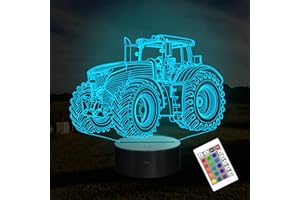Tractor Gifts for Boys, Girls Attivolife 3D Illusion 16 Color Changing Dimmable Hologram Lighting, Smart Timer Toy USB Charge Table Desk Bedroom Decoration Creative Gift for Kid with Remote Control