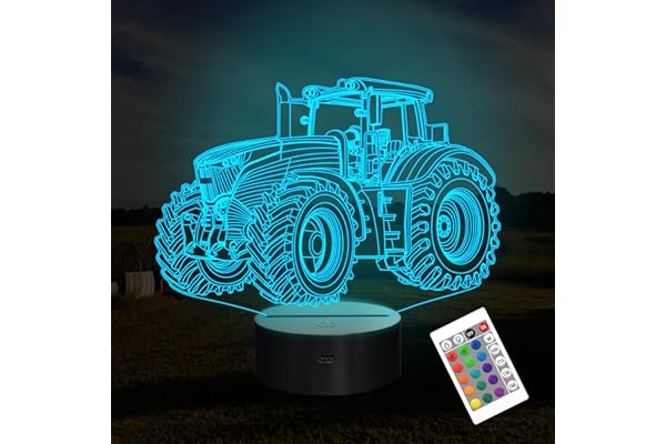 Tracteur 3D Illusion Nuit Lampe, Attivolife 16 Changement de couleur Gradable Hologramme Éclairage, Intelligent Minuteur Jouet USB Charger Table Pupitre Chambre à coucher Décoration Cadeau pour enfant