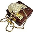 M.A & SONS Brass Personalized Push Button Pocket Watch Fully Customized Watch 2 inch Chain and with persoanlized Wooden Box