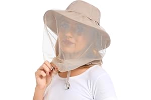 SUNDONIX Mosquito Sun Net Hat Cap - Foldable Bug Hat UPF 50+ Sun Protection with Hidden Netting for Summer Beekeeping Hiking Men Women