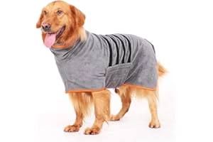 HezzLuv Albornoz para Perros, Albornoz de Microfibra para Perros medianos y Grandes, Toalla de baño para Perros, Secado rápido, superabsorbente, para Mascotas Perros y Gatos, Naranja, XXL
