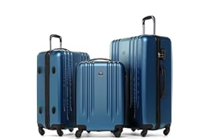 FERGÉ set di 3 valigie viaggio Marseille - bagaglio rigido dure leggera 3 pezzi valigetta 4 ruote blu
