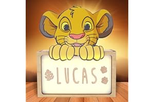 WONDEE Disney Lampada Re Leone Simba Bambini Personalizzata Con Nome - Lampada Luce Notturna Bambini Simba, Regali Neonato e Regalo Battesimo Bimbo e Bimba, Disney idee Regalo Re Leone