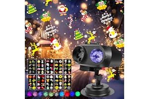 Yanbaozi LED Projektor Weihnachten,Halloween Christmas Projektor Aussen mit 10 Dias und Welleneffekt, Projektionslampe IP44 Wasserdicht mit Remote für Geschenk Halloween, Weihnachten